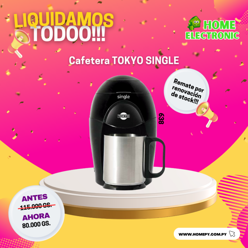 CAFETERA PERSONAL TOKYO SINGLE C/TAZA ACERO INOX 350W/HOME ELECTRONIC